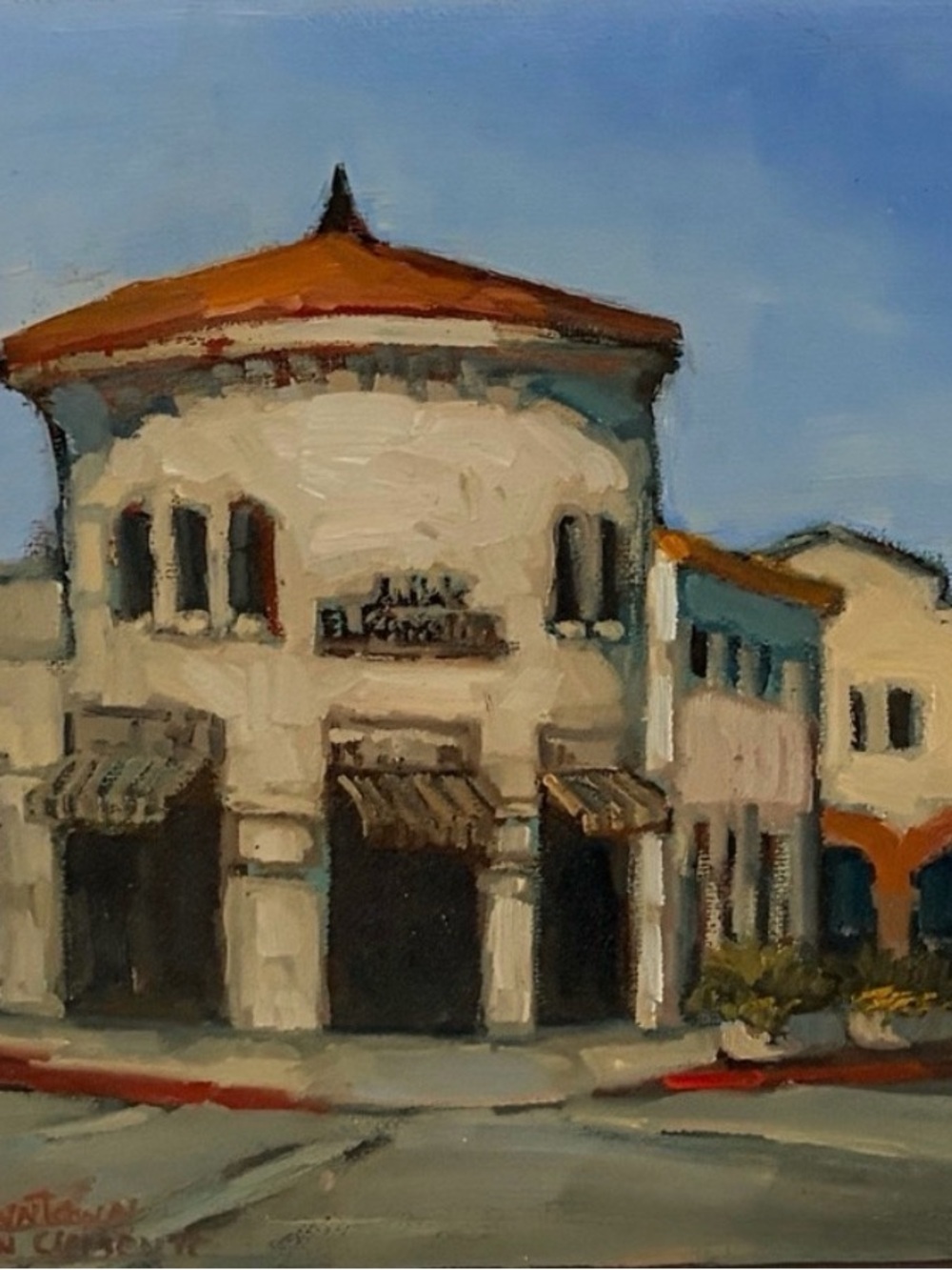Hand-Painted Mediterranean Street Scene SAN CLEMENTE,Ca